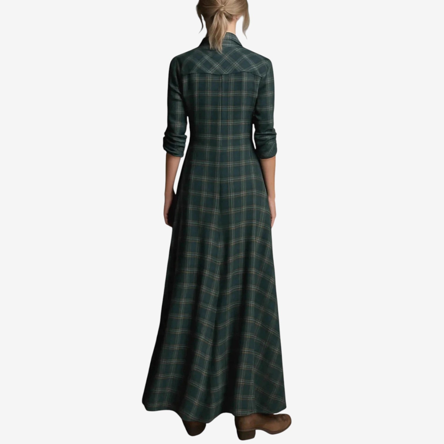 Lily | Plaid Maxi Shirt Dress in Boho Style