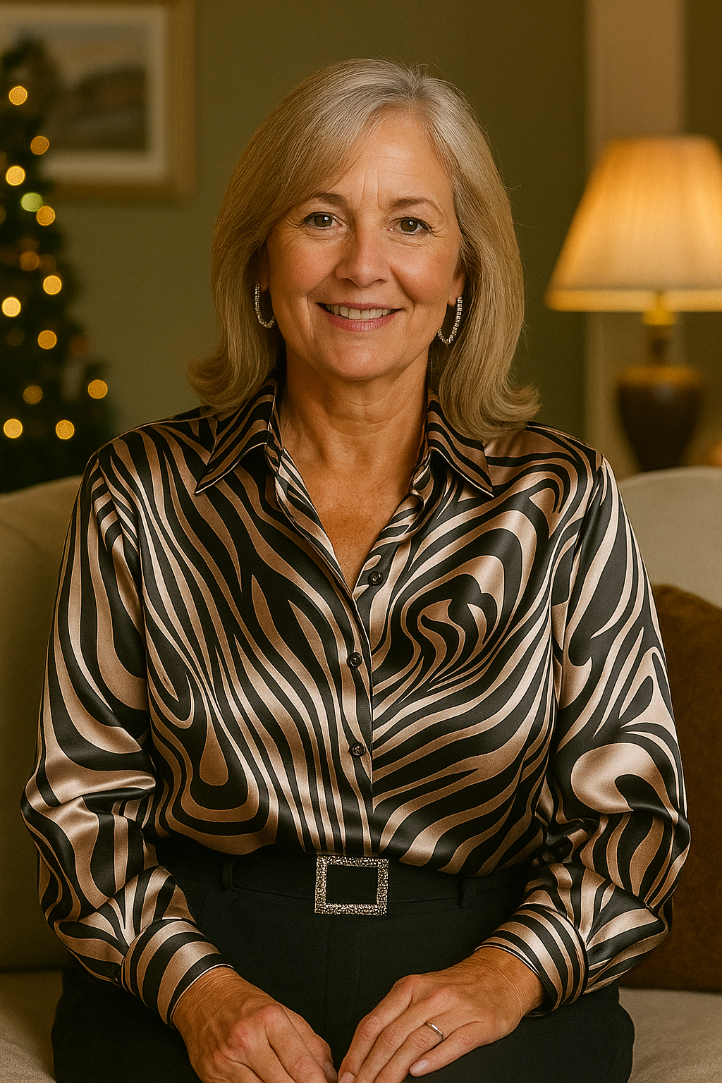 Sienna - Elegant Satin Zebra Blouse