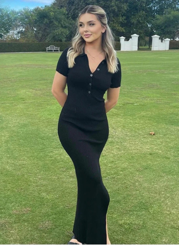 Edith | Ribbed Polo Maxi Dress