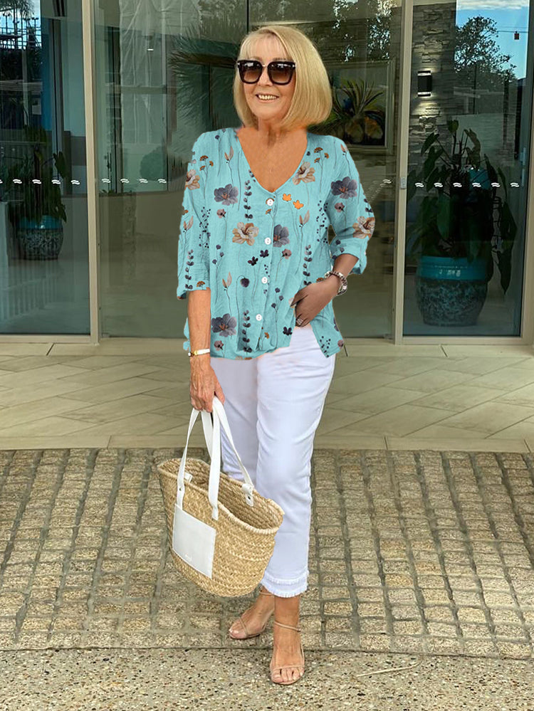 TASHA – FLORAL BLOUSE WITH SOFT DRAPE