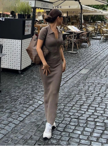 Edith | Ribbed Polo Maxi Dress