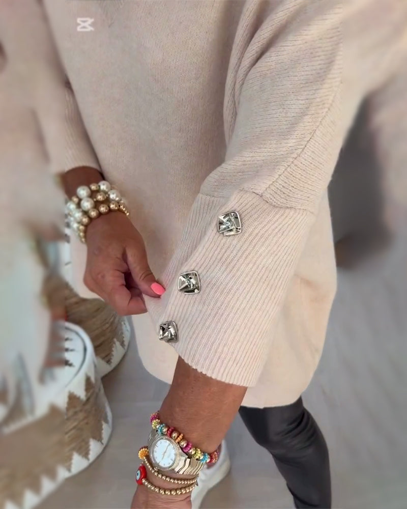 Verity™- V neck Jumper With Button Cuffs