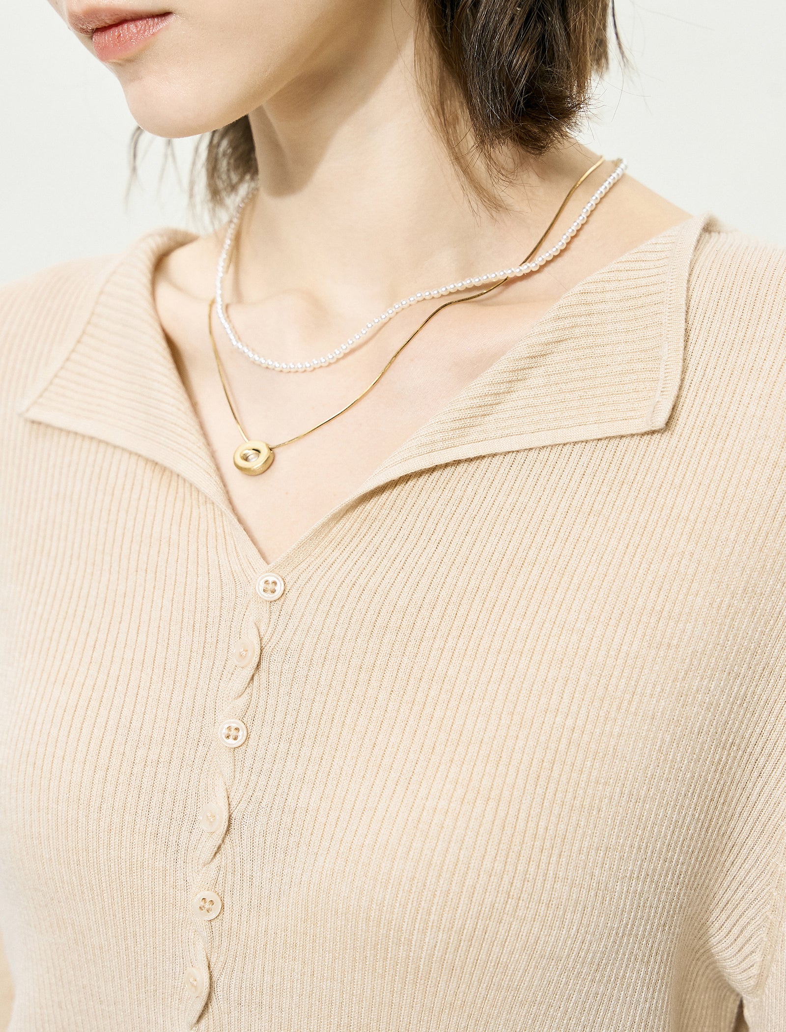 Wavy Placket Button Front Knit Cardigan