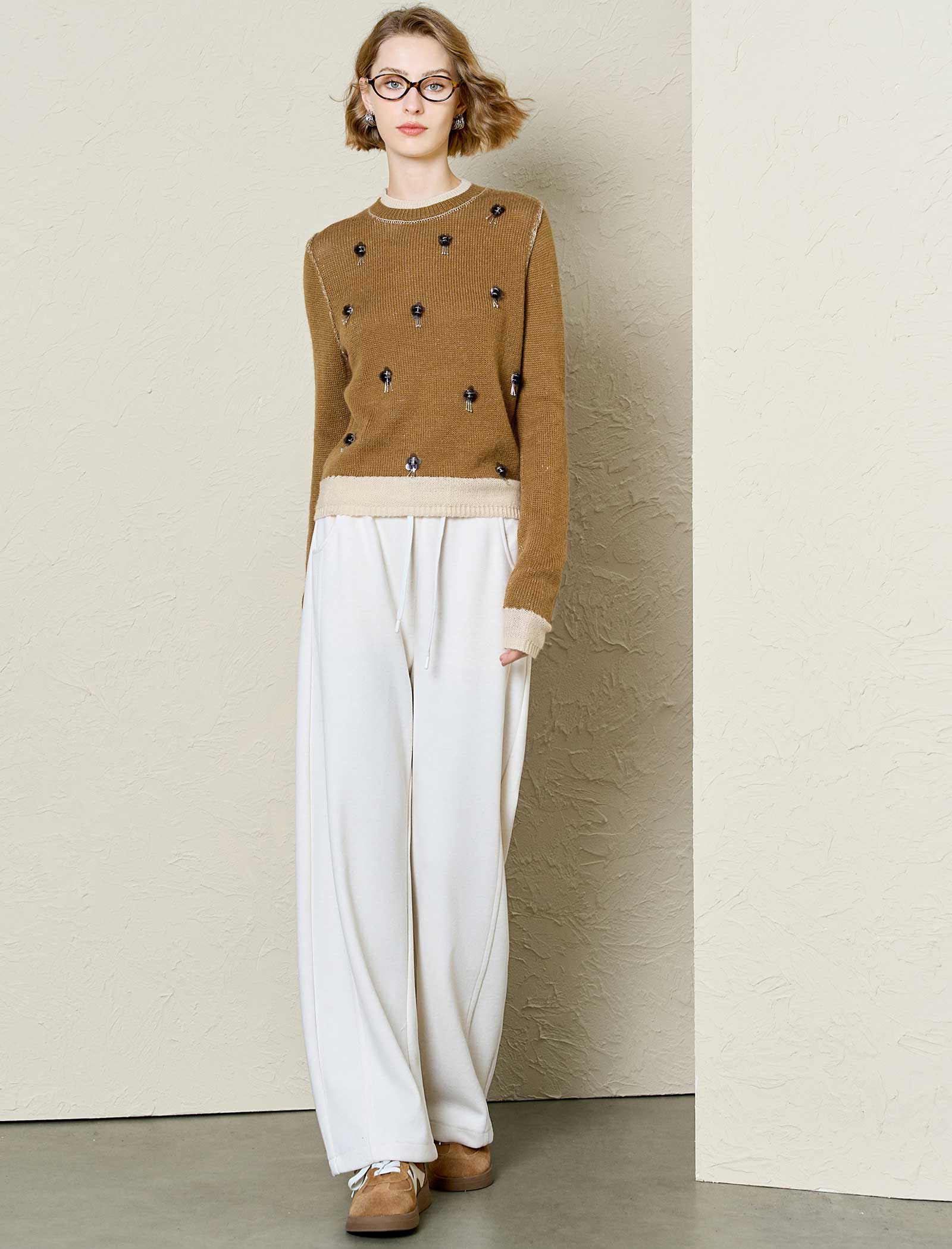 100% Wool Embellished Sweater