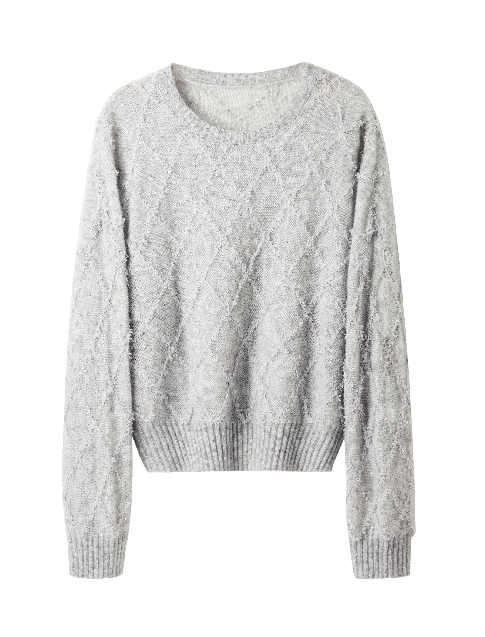 Mohair Sequins Diamond Knit Sweater