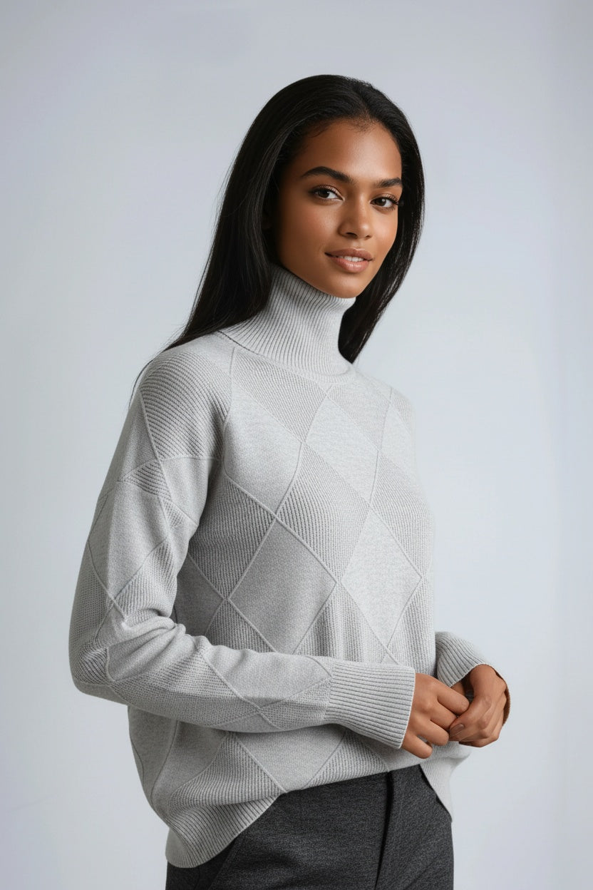 Sky | Turtleneck Sweater with Diamond Pattern