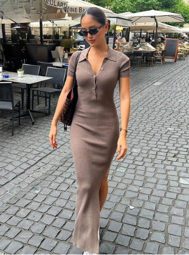 Edith | Ribbed Polo Maxi Dress