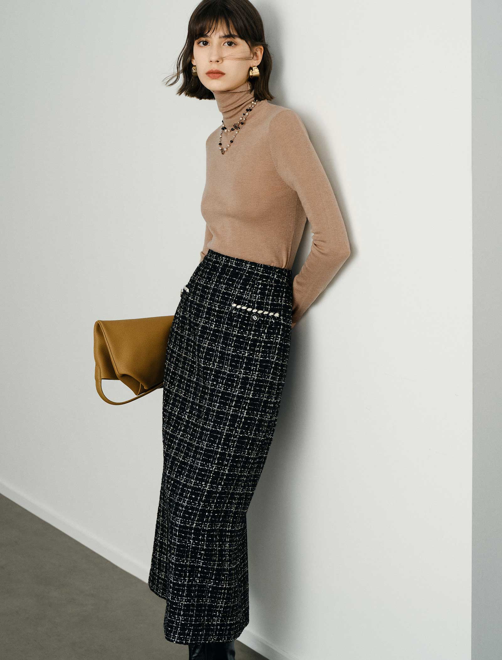 100% Wool Turtleneck Slim-Fit Knit Top